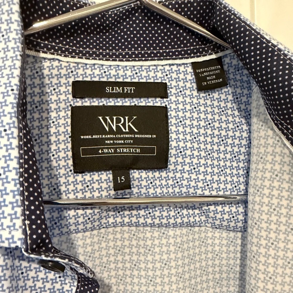 WRK Men's Blue Patterned Shirt - Picture 2 of 6